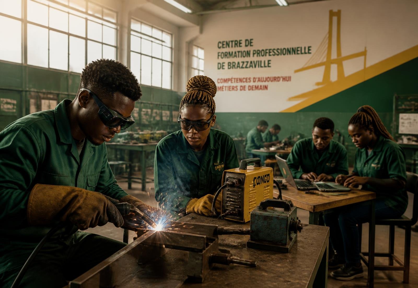 Apprenants en atelier de formation professionnelle